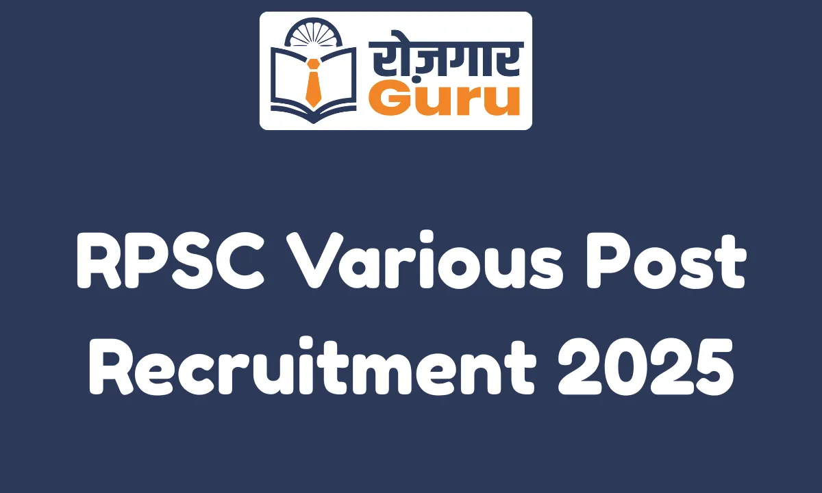 RPSC Various Post Recruitment 2025